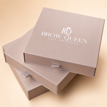 Brow Queen Los Angeles packaging box on a beige background