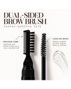 Brow Gel dual-sided applicator with a precision comb for separating brows and a clear gel brush for a flake-free hold.