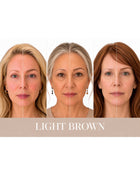 Three women with different skin tones showing how the Light Brown Eyerow Pencil shade suits a range of complexions